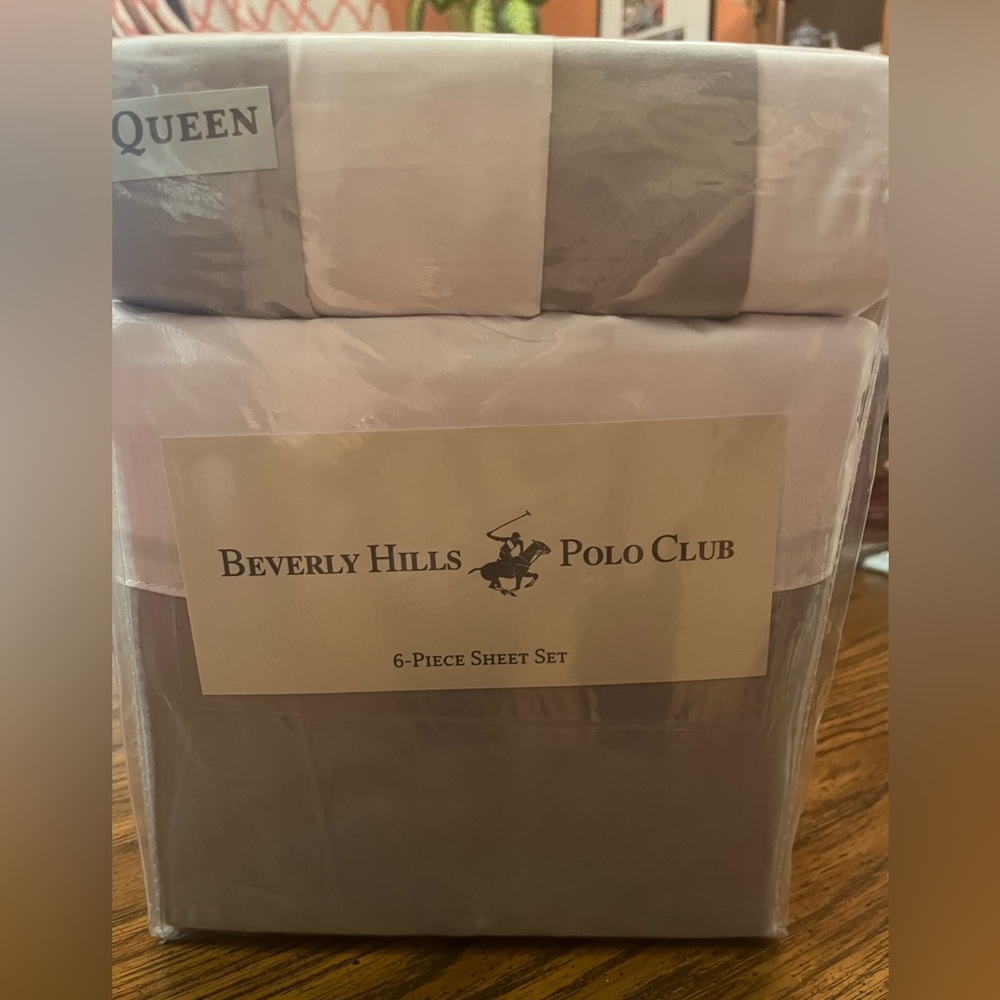 Beverly Hills Polo Club Neutral Gray-Beige 6-Piece Sheet Set